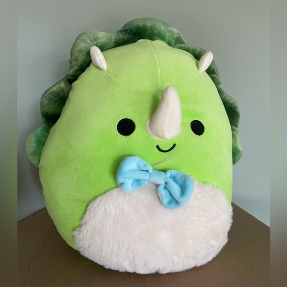 NWT Squishmallows 12" Tristan The Triceratops Stuffed Plush Green With Bow - Picture 1 of 11